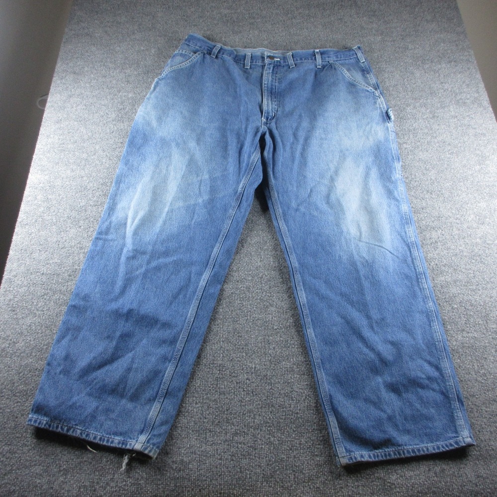 VINTAGE Carhartt Jeans‎ Mens 42x32 Blue Distressed Denim Workwear Made USA 90s